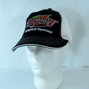 Interstate Batteries Strap Back Mesh Cap Hat Black White